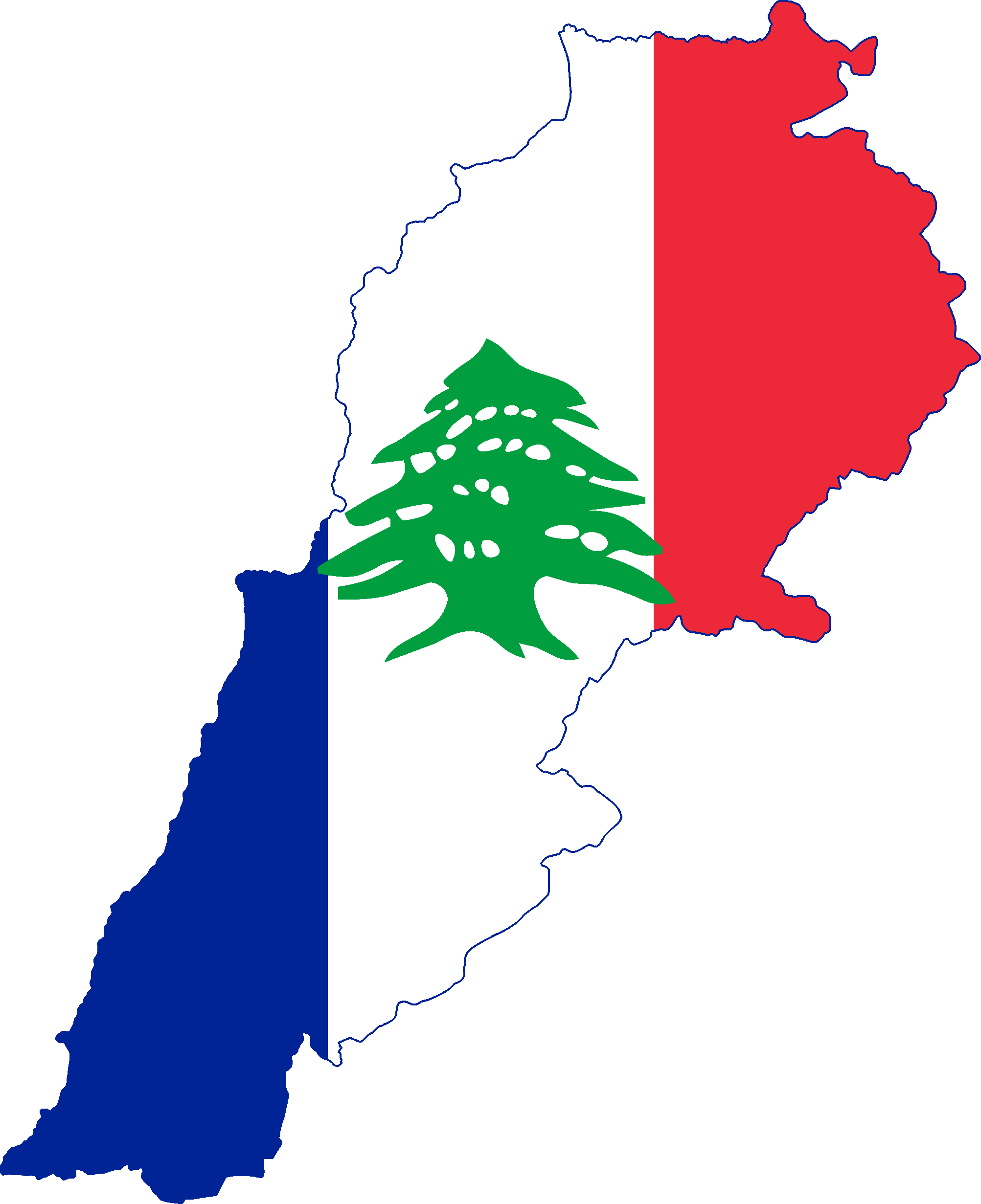 Flag Map Of French Lebanon - Lebanon Capital City Map (2005x2462), Png Download