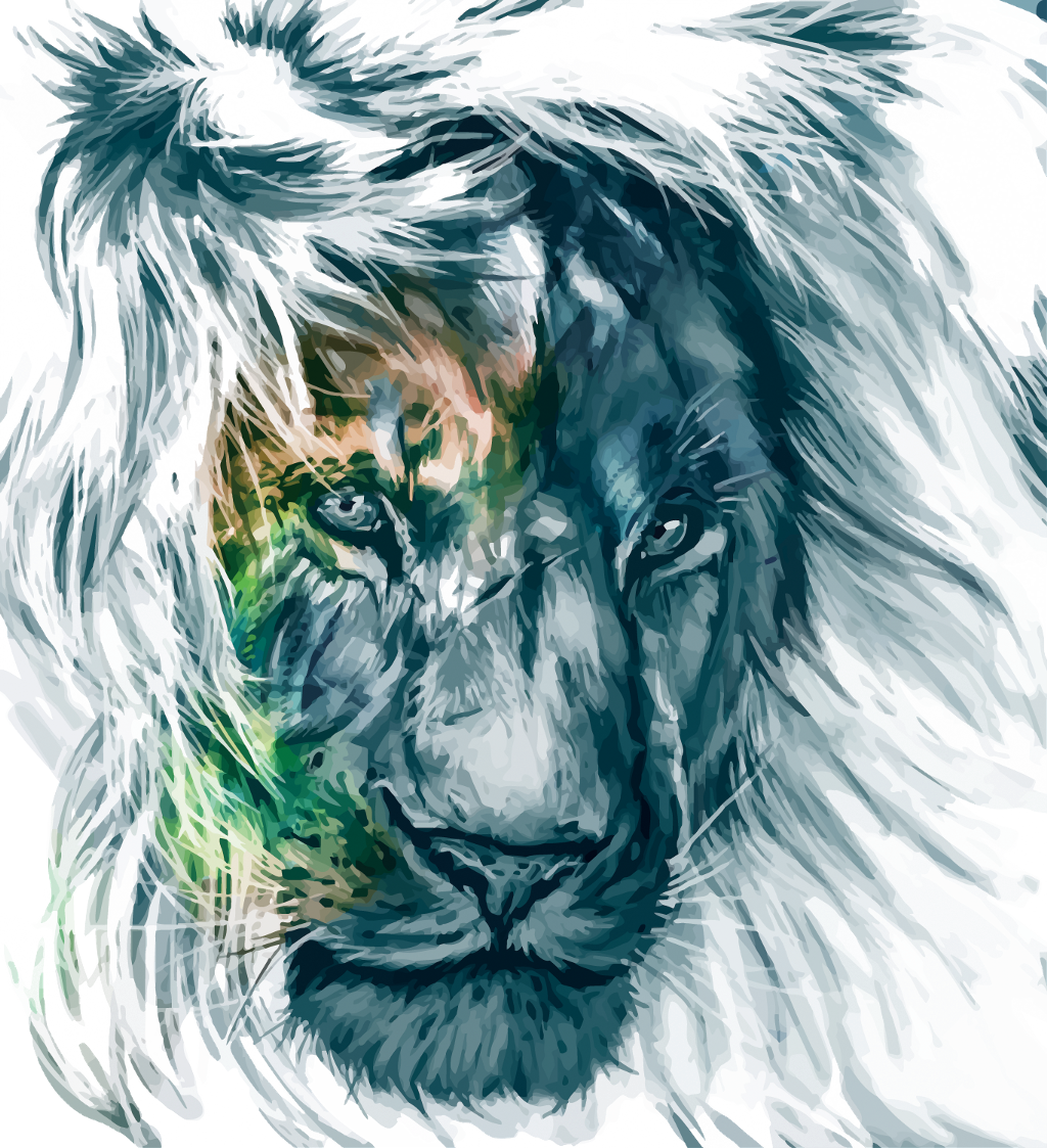 Mq Lion Lions Watercolor Colorful Paint Animals - Leão Aquarela Png (1024x1123), Png Download
