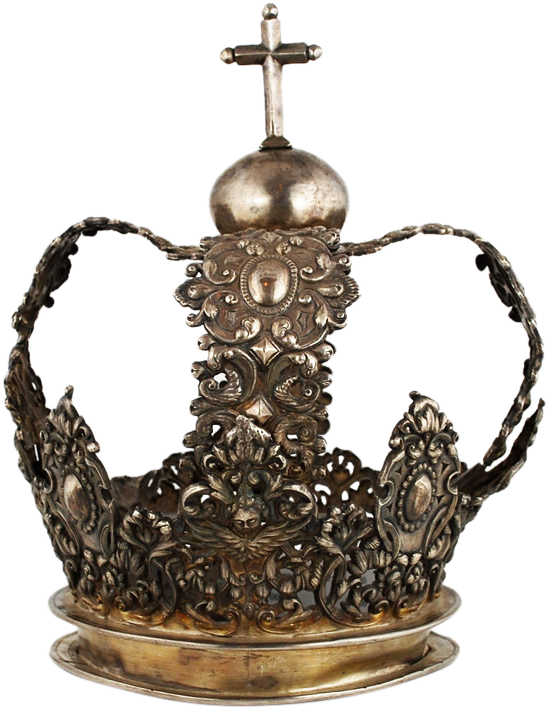 Antique 18 Century Hand Wrought Silver Crown Cross - Antique Silver Crown (707x707), Png Download