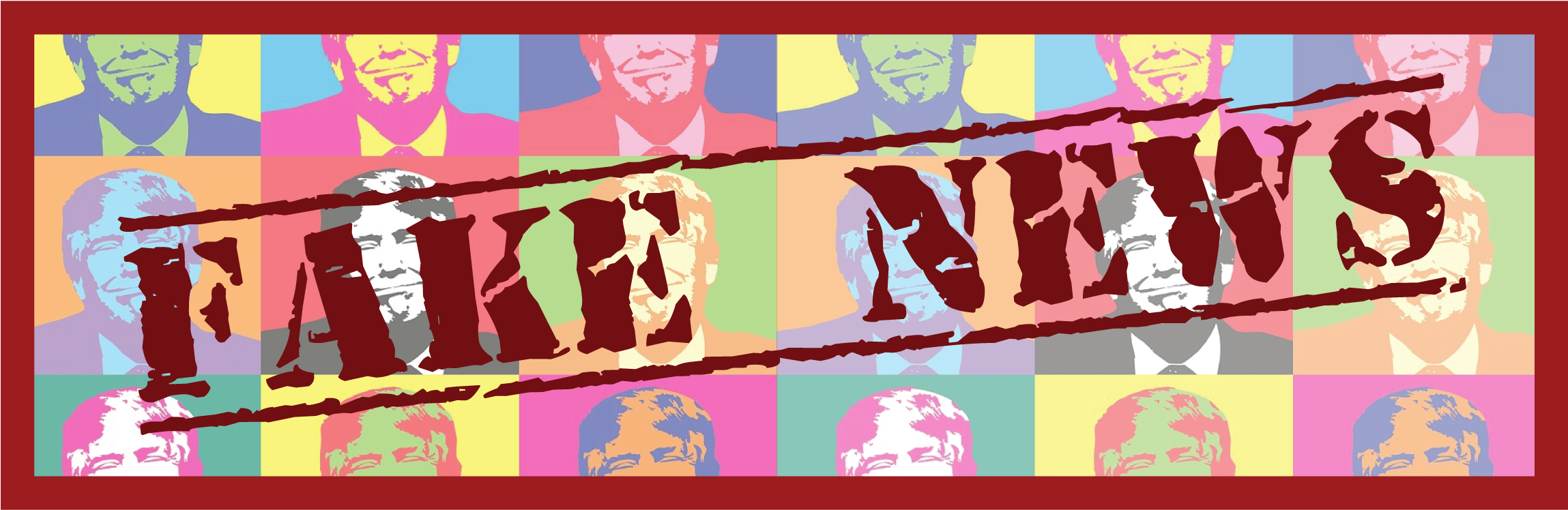 Fake News Stamp Over Donald Trump Pop Art - Meal Without Wine Is Called Breakfast: Wine Tasting (2297x962), Png Download