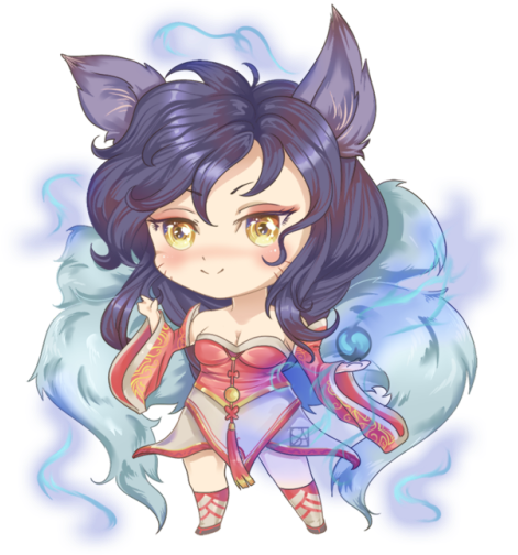 Lol Fanart, Ahri - Cartoon (500x538), Png Download