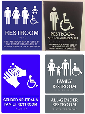 Examples Of Gender-neutral Bathroom Signs For Family - Ada Compliant All Gender Baby Changing Restroom Wall (319x389), Png Download