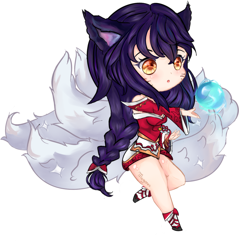 Black And White Stock Ahri Drawing Fanart - League Of Legends Fan Art Cute Chibi (928x861), Png Download