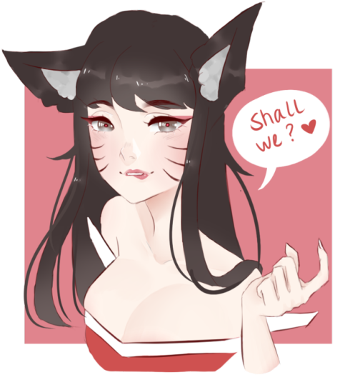 Ahri Commission - Cartoon (500x552), Png Download