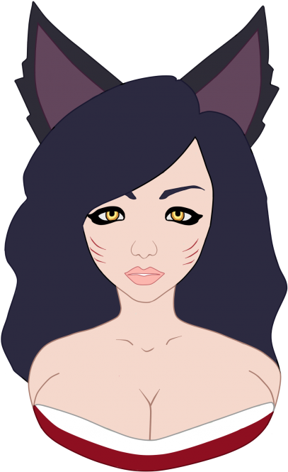 Ahri Flat - Cartoon (544x700), Png Download
