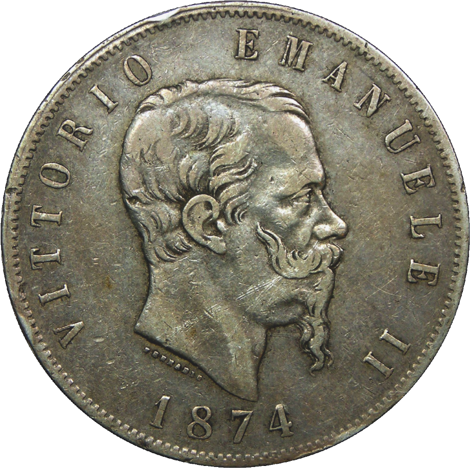 1861-1878 Italy 5 Lire Silver Crown - 1806 George Iii Farthing (1000x1000), Png Download