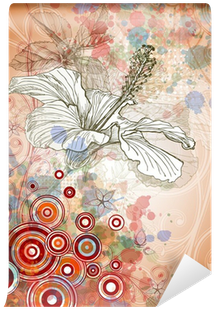 Hibiscus Flower & Watercolor Background, Stylized Orchid - Motif (400x400), Png Download