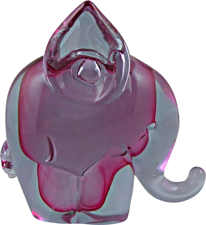 Murano Cranberry And Blue Elephant Made For Camer Glass - Indian Elephant (988x988), Png Download