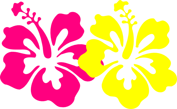 Hibiscus Flower Cartoon - Black And White Hibiscus Flower (600x370), Png Download