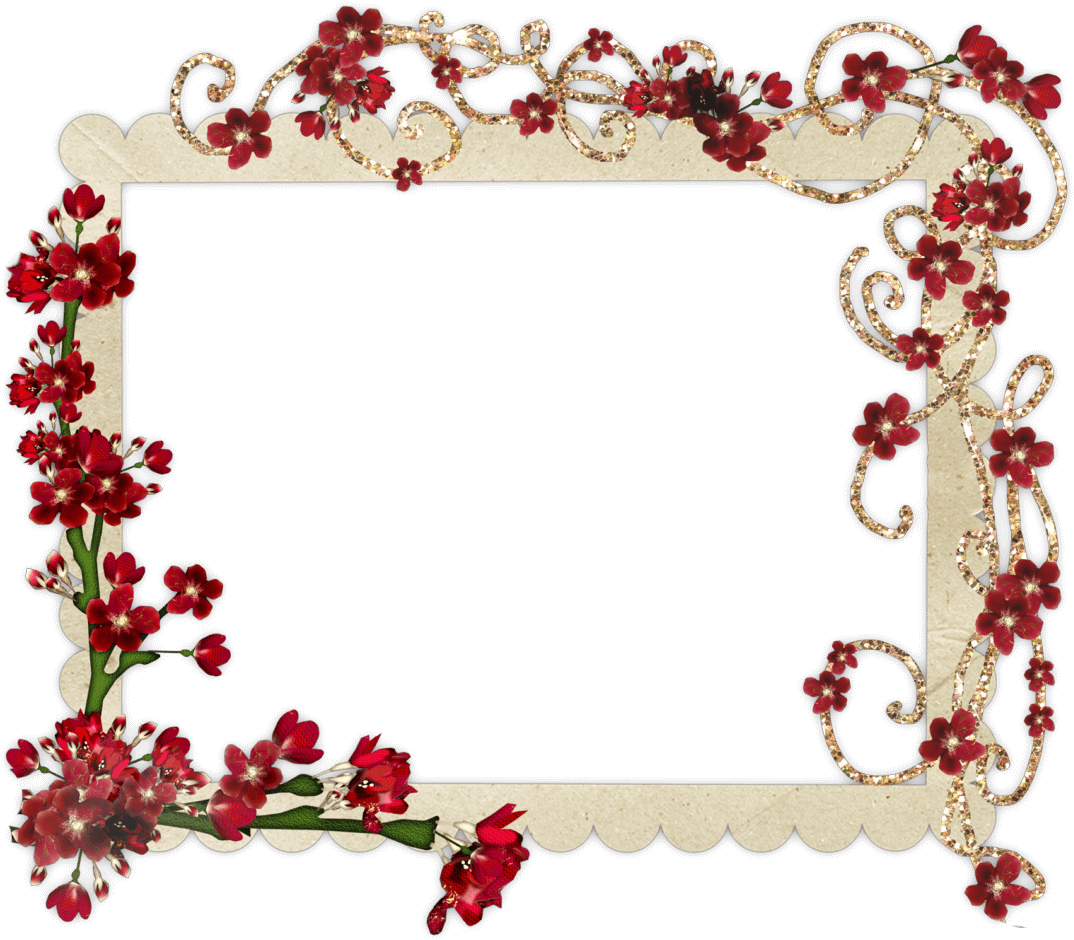 Marco Clásico De Foto Con Flores Rojas - Tanti Auguri Mamma Per Il Tuo Compleanno (1117x1000), Png Download