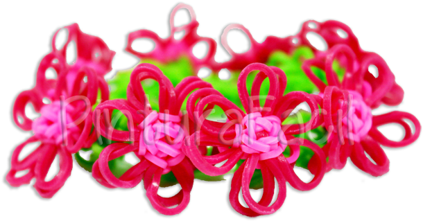 Como Hacer Una Pulsera De Gomitas Con Florecitas 3d - Pulsera De Flores De Gomitas (616x333), Png Download