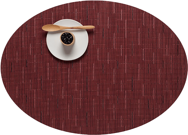 Chilewich Bamboo 14'' X 19.25'' Oval Placemat - Cranberry (620x465), Png Download