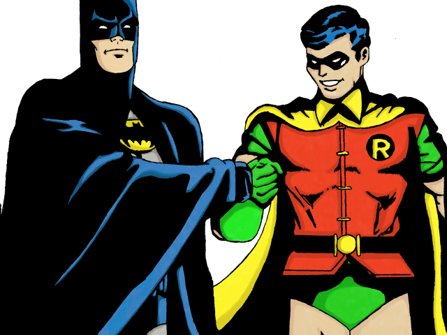 Superhero Robin Clipart Blue Batman - Batman And Robin Fist Bump (640x480), Png Download