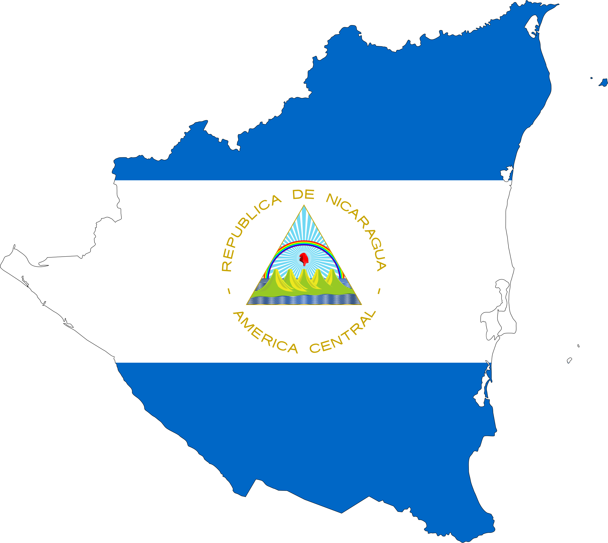 Big Image - Nicaragua Map Flag (2324x2078), Png Download