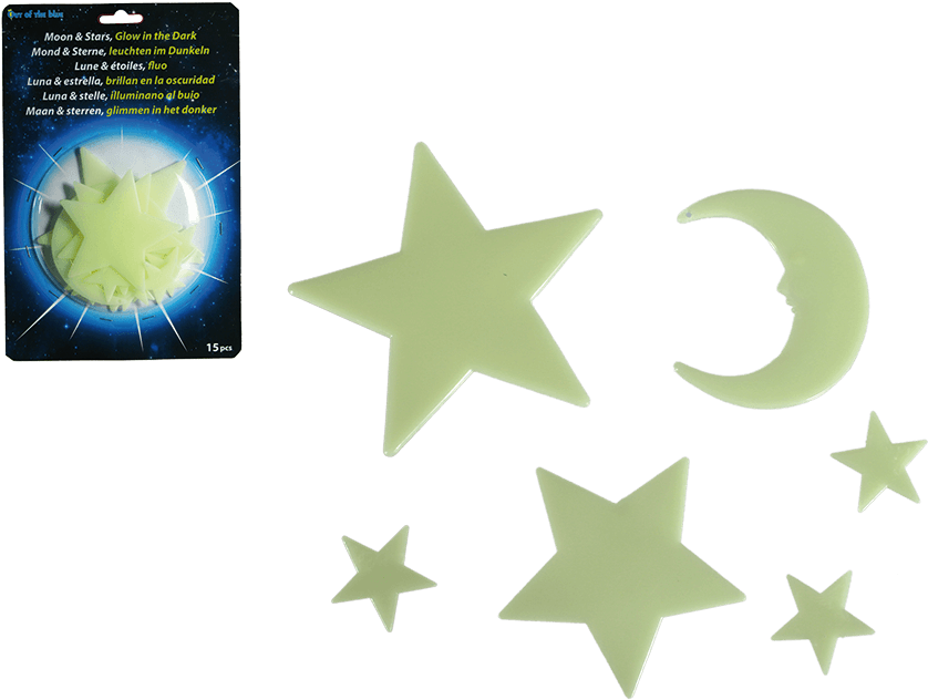 Stelle Fluorescenti Adesive + Luna 15 Pz (945x709), Png Download