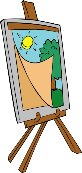 Easel With Kids Painting Clipart Png (287x600), Png Download