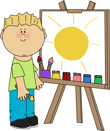 Boy Painting On An Easel - Paint A Picture Clipart (421x500), Png Download