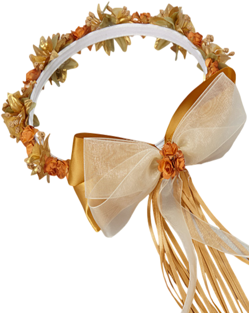 Gold Floral Crown Wreath Handmade With Silk Flowers, (800x1100), Png Download