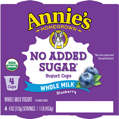 Annie's No Sugar Added Yogurt (486x437), Png Download