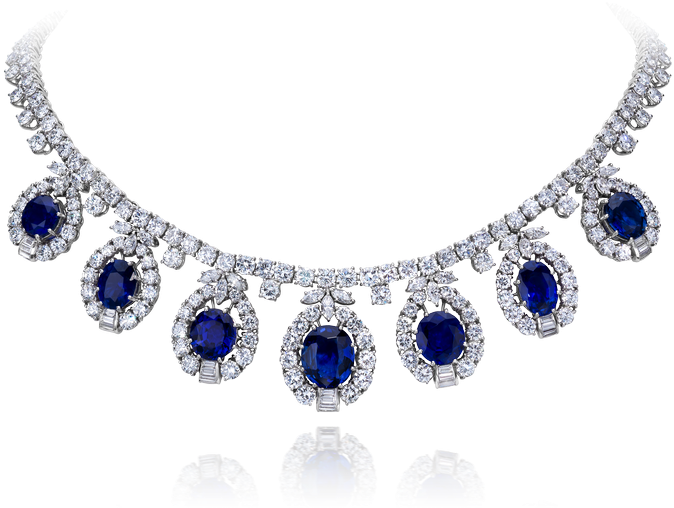 View Sapphire And Diamond Necklace - Necklace (800x800), Png Download