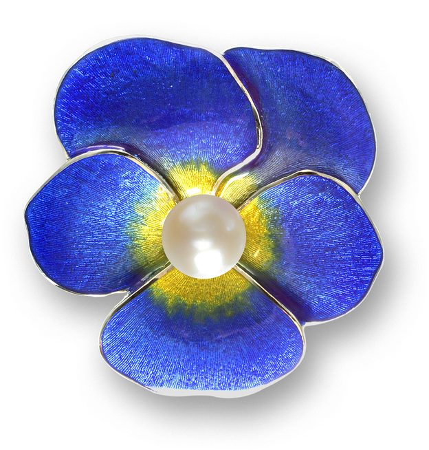Nicole Barr Designs Sterling Silver Pansy Choker Necklace-blue - Blue Pansy Brooch - Sterling Silver (800x800), Png Download