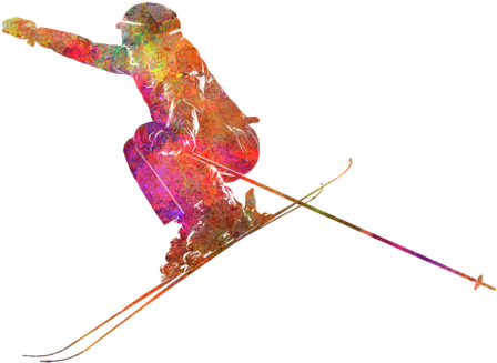 Bleed Area May Not Be Visible - Woman Skier Skiing Jumping 03 In Watercolor (600x480), Png Download