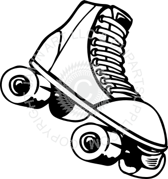 Roller Skate Drawing At Getdrawings - Black And White Roller Skate (338x361), Png Download