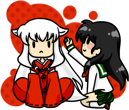 Inuyasha And Kagome - Cartoon (617x527), Png Download