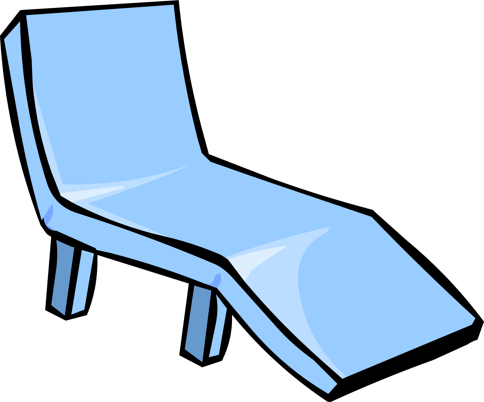 Blue Deck Chair - Club Penguin Chair (1928x1603), Png Download