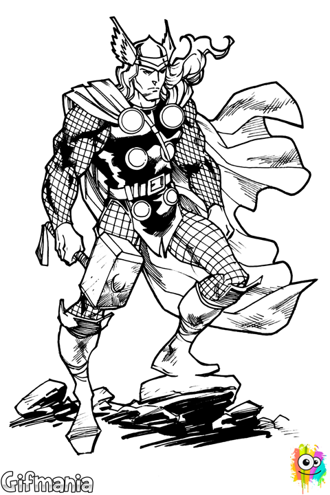 Colorea Esta Versión De Thor﻿, El Dios Del Trueno - Dios Del Trueno Para Colorear (480x720), Png Download