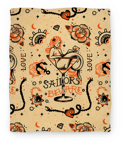 Sailors Beware Classic Tattoo Blanket - Classic Tattoo (484x484), Png Download