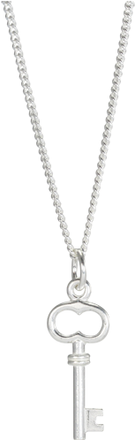 Sterling Silver Key Charm Necklace - Necklace With Key Png (550x550), Png Download