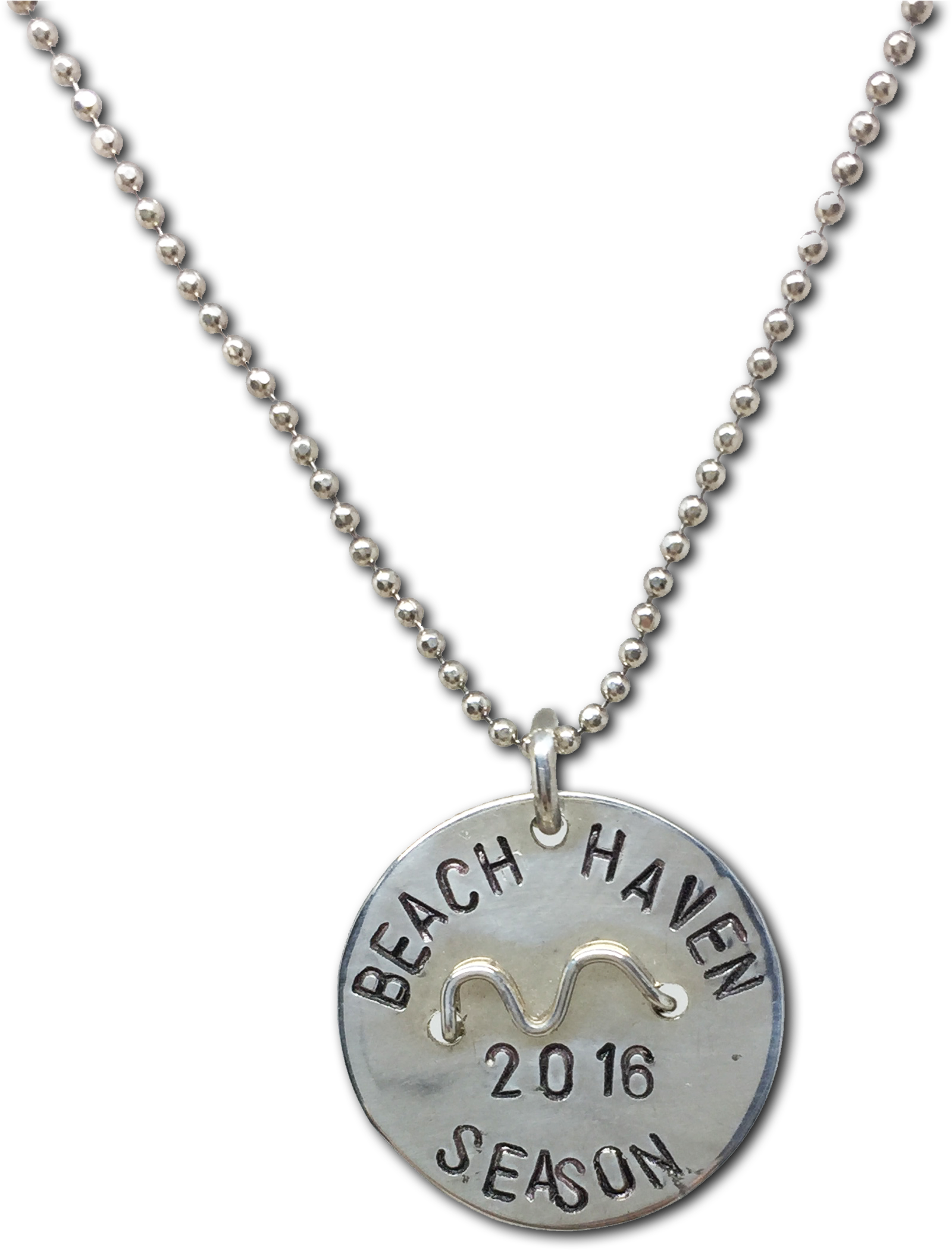Sterling Silver Beach Badge Necklace - Necklace (2146x2995), Png Download