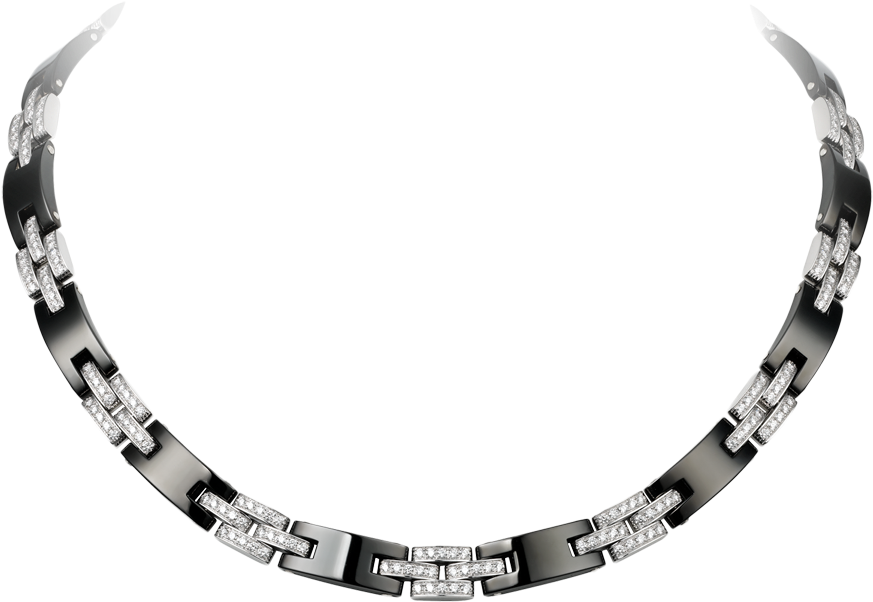 Cartier Maillon Panthre Necklace White Gold Black Ceramic - Necklace (1000x1000), Png Download