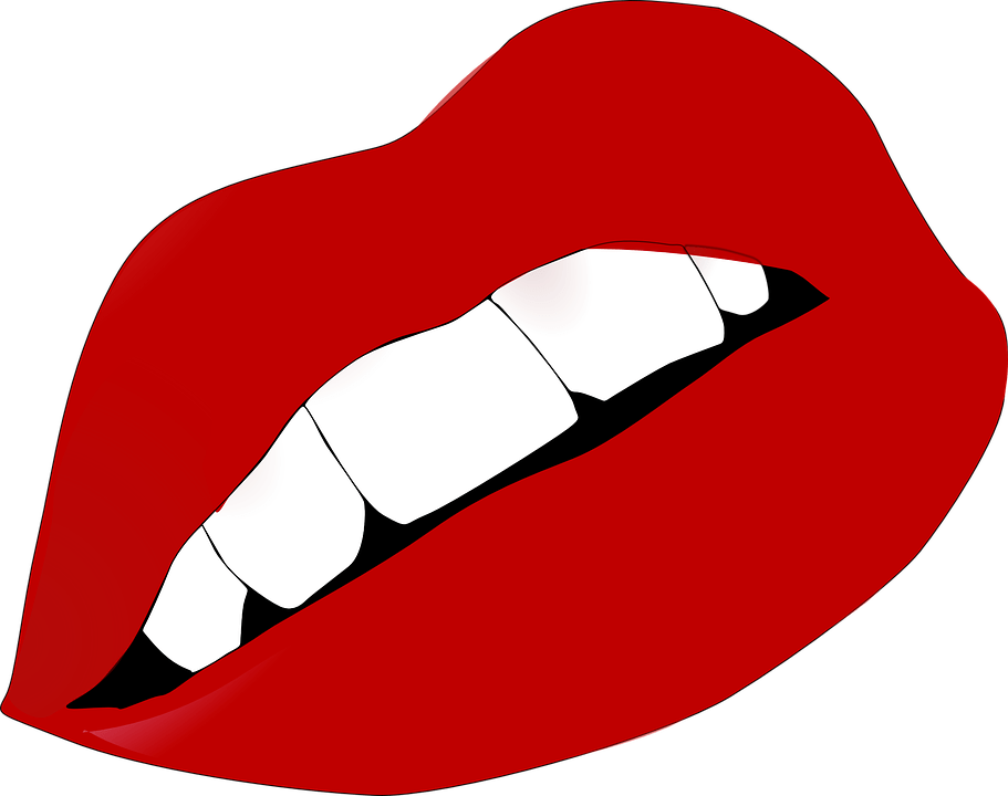 Lips Teeth Alluring Free Vector Graphic On Pixabay - Lips Template (911x720), Png Download