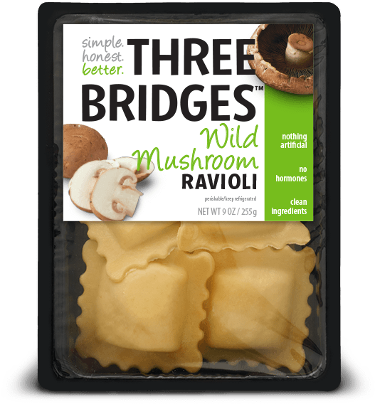 Chicken And Wild Mushroom Ravioli » Three Bridges Wild - Three Bridges Ravioli, Organic, Spinach & Cheese (600x600), Png Download