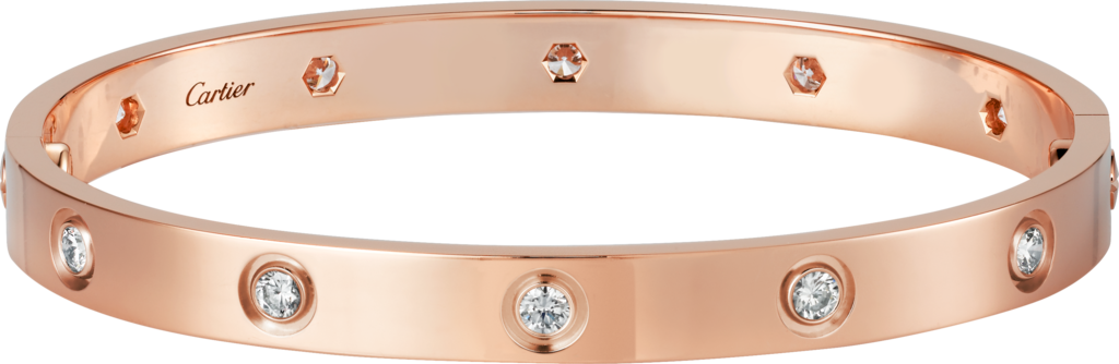 Picture - Cartier Love Bracelet Rose Gold 10 Diamonds (1024x334), Png Download