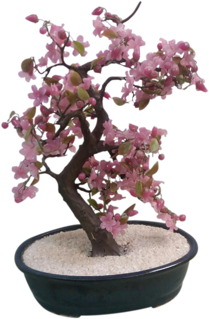 Png Black And White Jade Oriental Tree Sculpture Chairish - Cherry Blossom (810x1238), Png Download