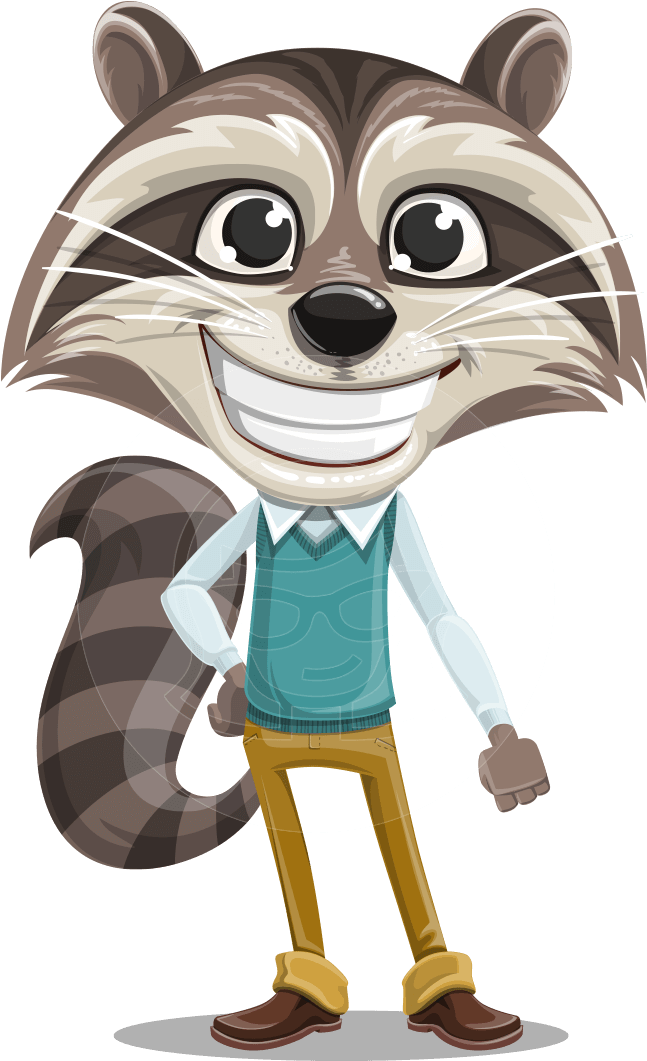 Vector Business Raccoon Cartoon Character - Library (1025x1060), Png Download