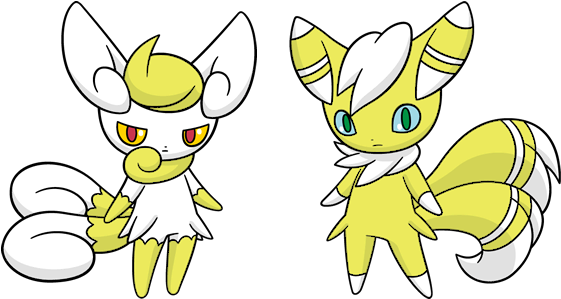 Pokemon Images Shiny Meowstics Wallpaper And Background - Shiny Meowstic Male And Female (600x300), Png Download