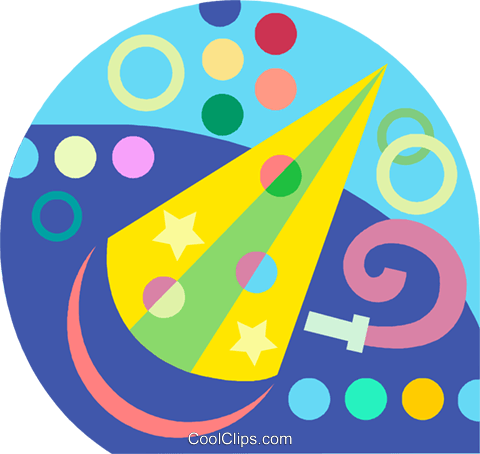 Party Hat And Streamers Royalty Free Vector Clip Art - Party (480x454), Png Download