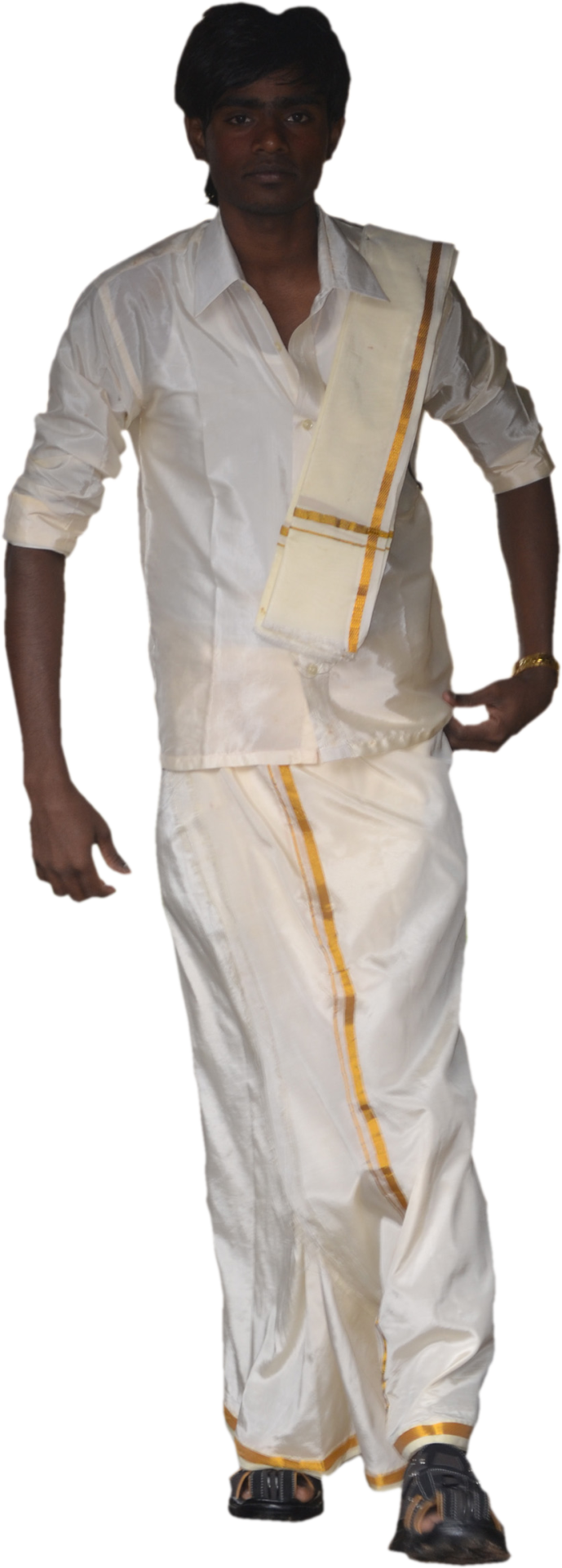 Men Walking Standing Traditional Southindian - Costume (689x1920), Png Download