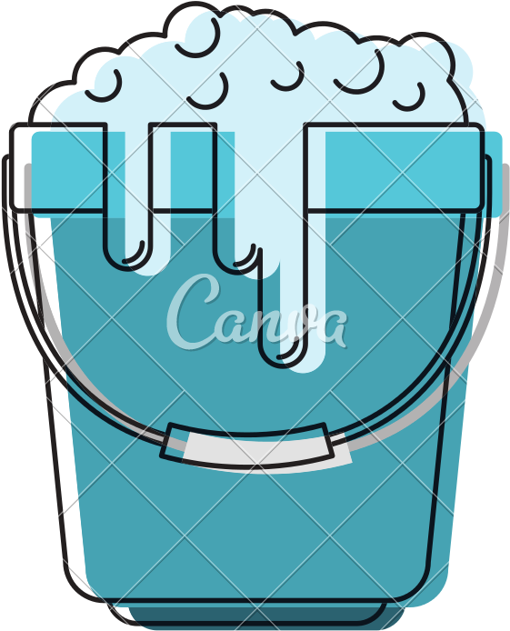 Bucket With Handle And Soapy Water In Colorful Watercolor - Imagenes De Agua Jabonosa (800x800), Png Download
