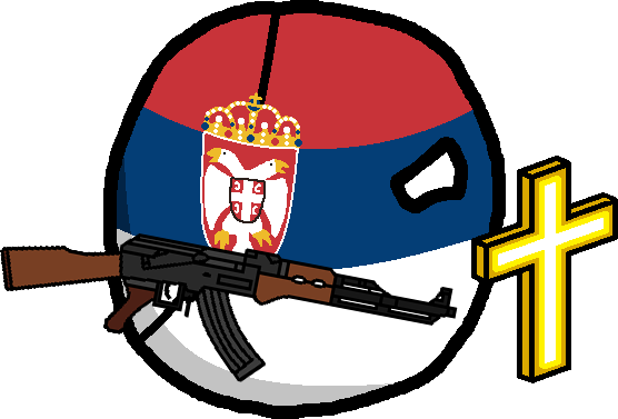 Serbia With A Cross And An Ak-47 - Serbian Png (556x377), Png Download