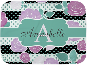 Modern Watercolor Monogram Baby Blanket - Pink Black Flower Horizontal Stripe Shower Curtain (350x350), Png Download