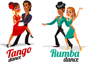 Vector Cartoon Of A Couples Dancing Tango And Rumba, - Imagenes De Baile En Dibujos Animados (360x360), Png Download