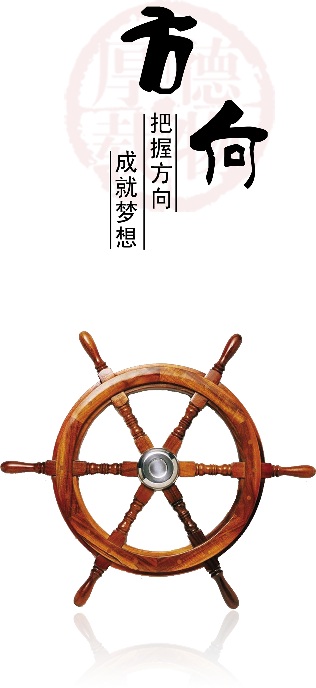 Word Design Chinese Style About Directions, Inspirational, - Blue Ship Steering Wheel Png (1969x2953), Png Download
