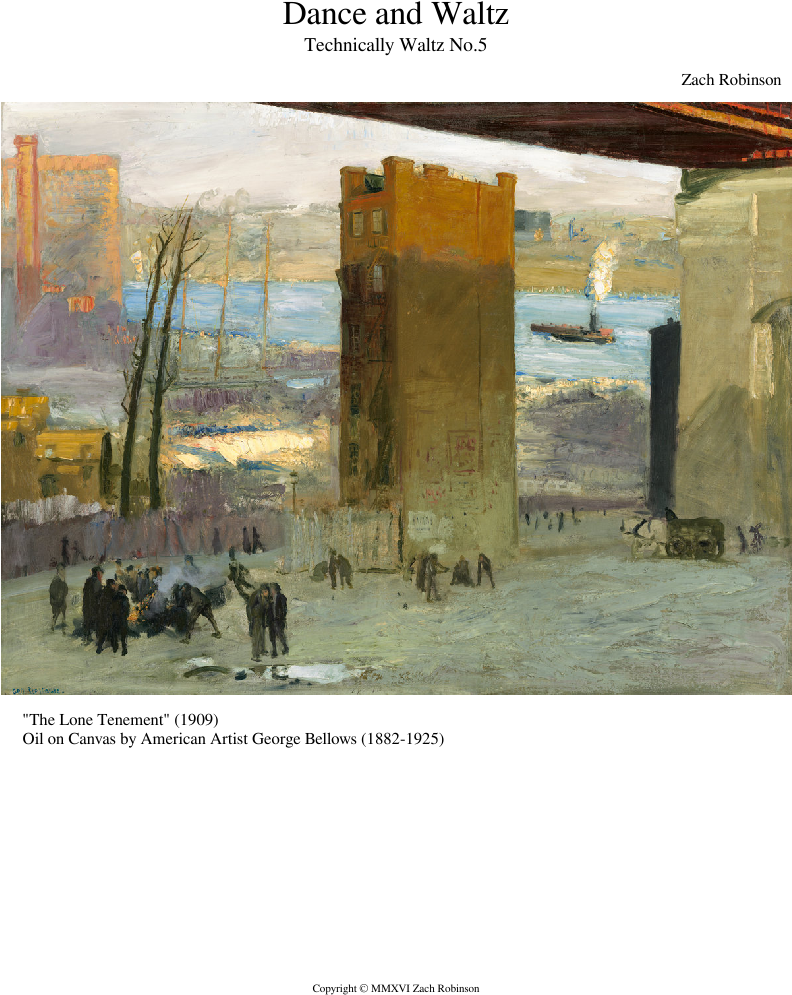 Dance And Waltz Sheet Music Composed By Zach Robinson - Lone Tenement - Masterpiece Classic - Artist: George (850x1100), Png Download