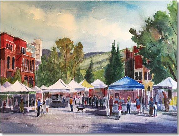 Original Traditional Watercolors By Gregory Effinger - Watercolor Painting (570x576), Png Download