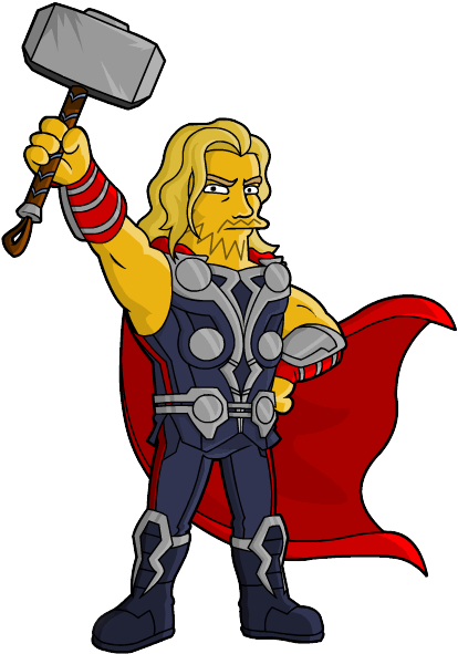 Thor From Springfield Simpsons Avengers Movie Clipart - Springfield Punx Thor (437x647), Png Download